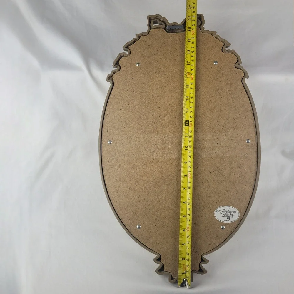 Vintage Home Interiors Gold Oval Wall Mirror Rose Ribbon Hollywood Regency 21